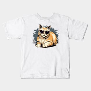 cute cat wearing glasses. Kids T-Shirt